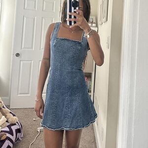 Abercrombie & Fitch Blue Denim Square-Neck Mini Dress